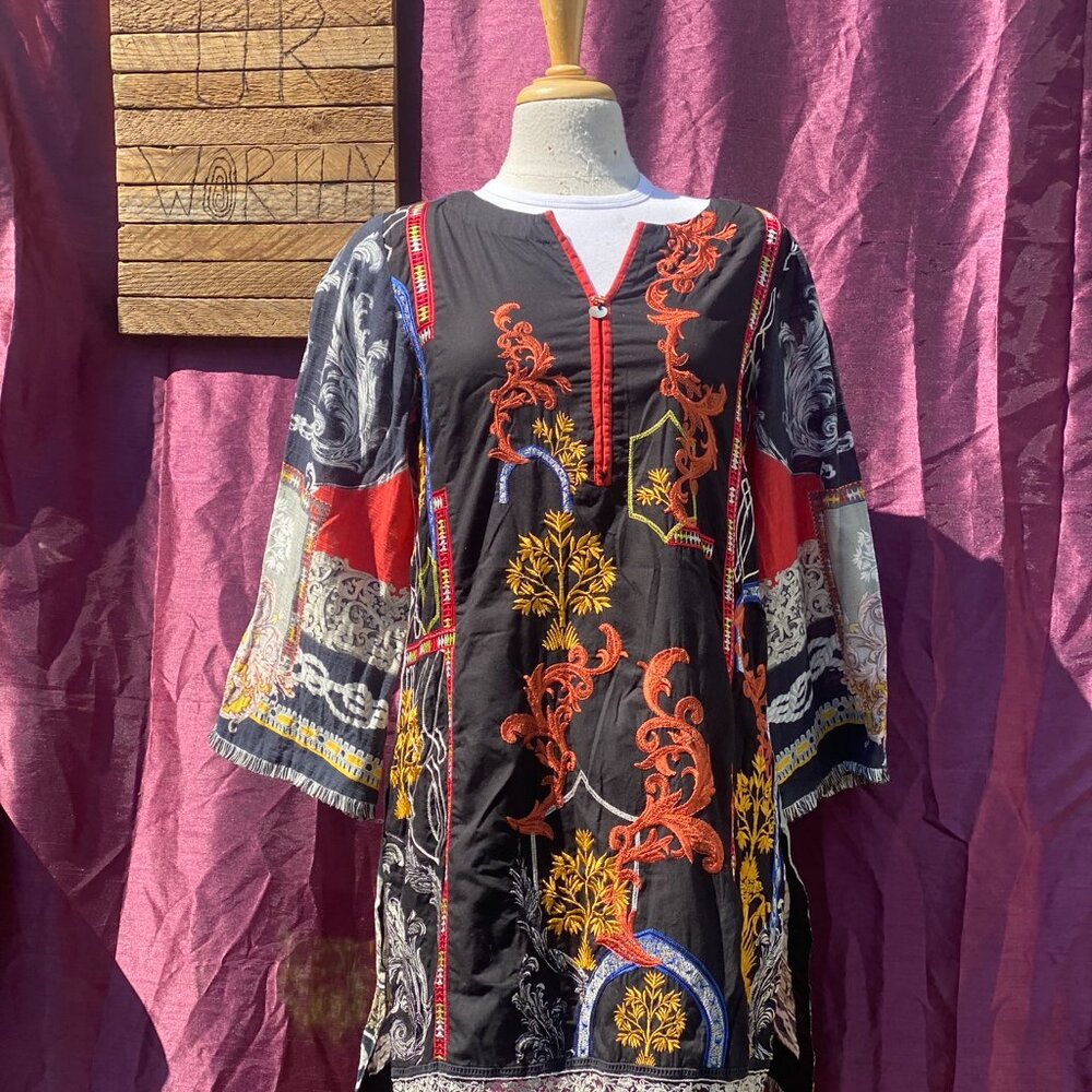 Club Monaco Floral A-Line Dress | V-Neck Summer Midi | Size S